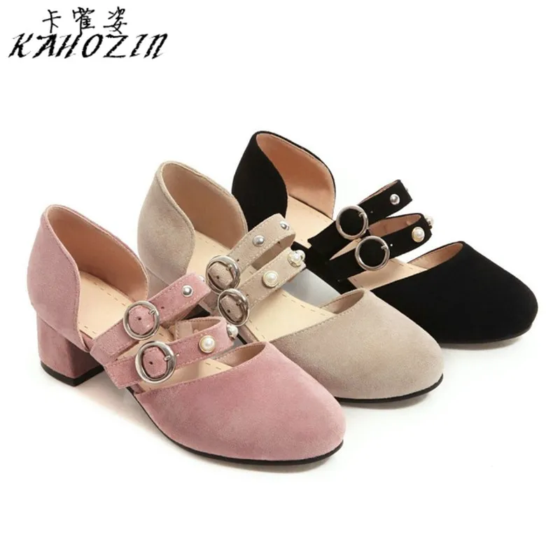 

SummerSandals For Women 2019 Delicate suede Square heel Round head bow-knot casual scarpe donna tacco buty damskie PrincessShoes