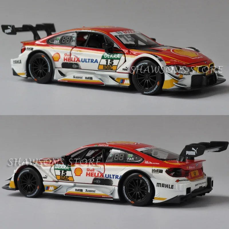 Diecast Car Model Toys 1:32 M4 DTM Racing Team Painting Pull Back Replica with Sound& Light