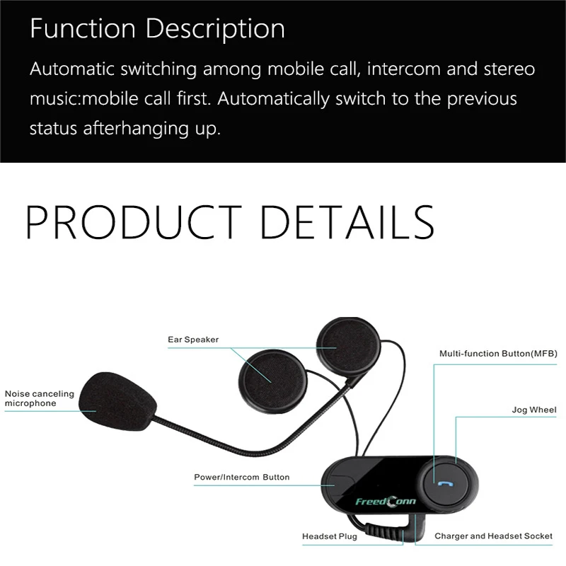 Мотоциклетный шлем беспроводные наушники bluetooth водонепроницаемые Freedconn T-COM VB громкой связи гарнитура с 3 гонщиками+ fm-радио