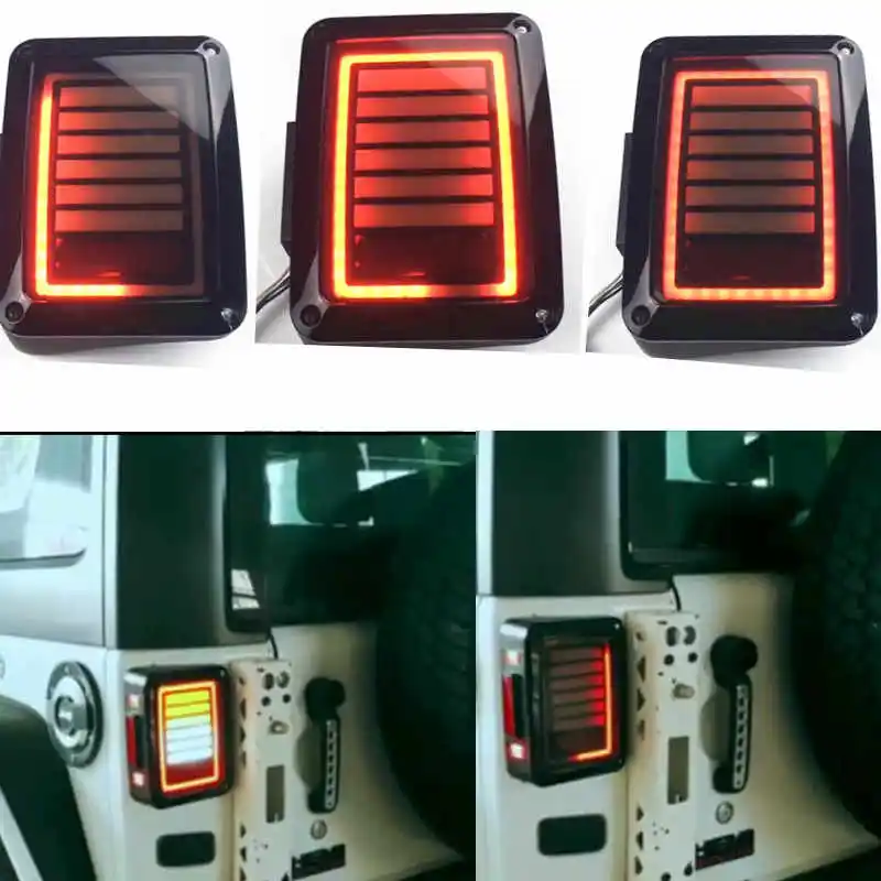 

07-16 for Jeep Wrangler LED Tail Lights Rear Brake Reverse Lamps For Sahara, Freedom Rubicon 2007 - 2016 LED Brake Tail Lights