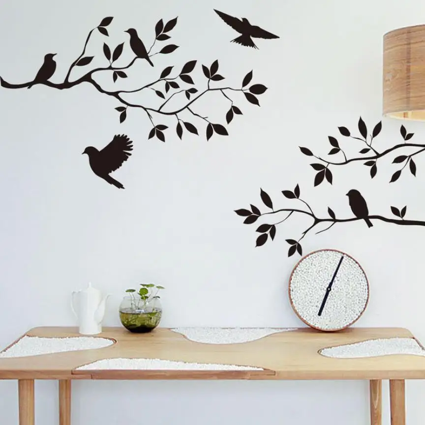 Home Decor Tree Bird съемные стены Стикеры винил Книги по искусству Наклейка дома настенной росписи DIY Декор стен Стикеры дома Deco mirror AU3