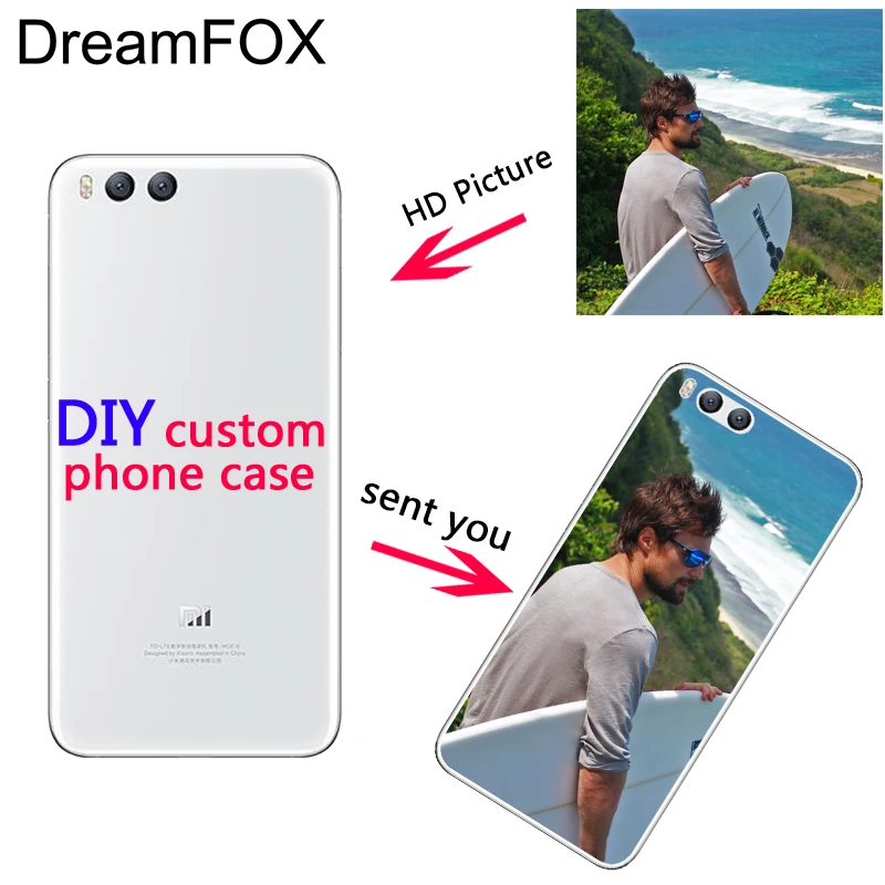 

DREAMFOX Customized DIY Soft TPU Silicone Case Cover For Xiaomi Mi Note 2 3 4 5 6 8 SE M5 4C 4S 5C 5S 5X 6X A1 Plus