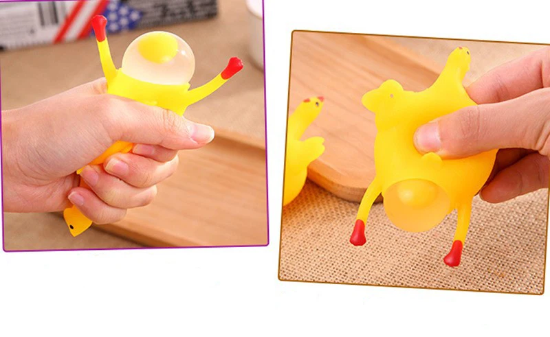 Cute Chicken Egg Laying Hens Crowded Stress Ball Keychain Creative Funny Spoof Tricky Gadgets Toy Chicken Keyring Key Chains