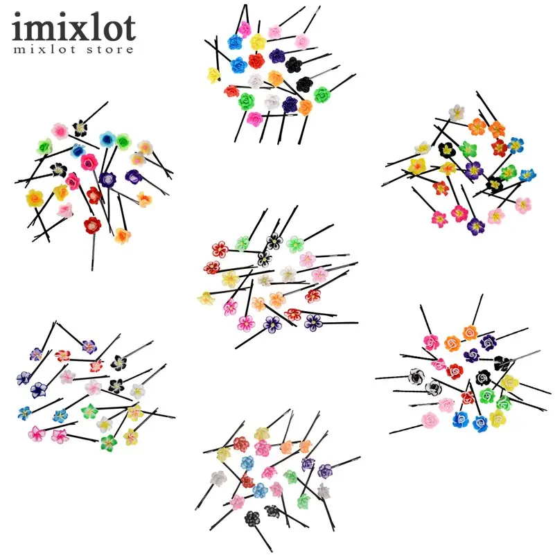 20Pcs/Set Cute Girls Hairpins Polymer Clay Flower Hair Clips Child