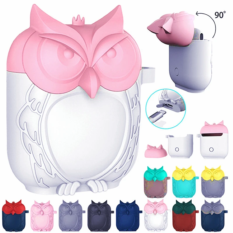 

Owl Shape Soft Silicone Shockproof Waterproof Cover Protective Case Carabiner For apple airpods Case Earphone Shockproof Case