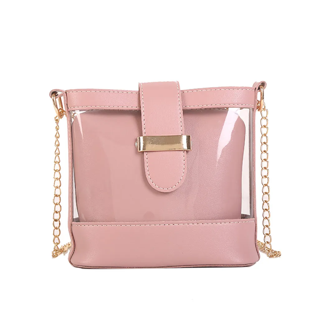 Женская прозрачная забавная сумка-мессенджер, сумка на плечо, кожаная сумка, большая женская сумка, высококачественная повседневная женская сумка#89 - Цвет: DPink