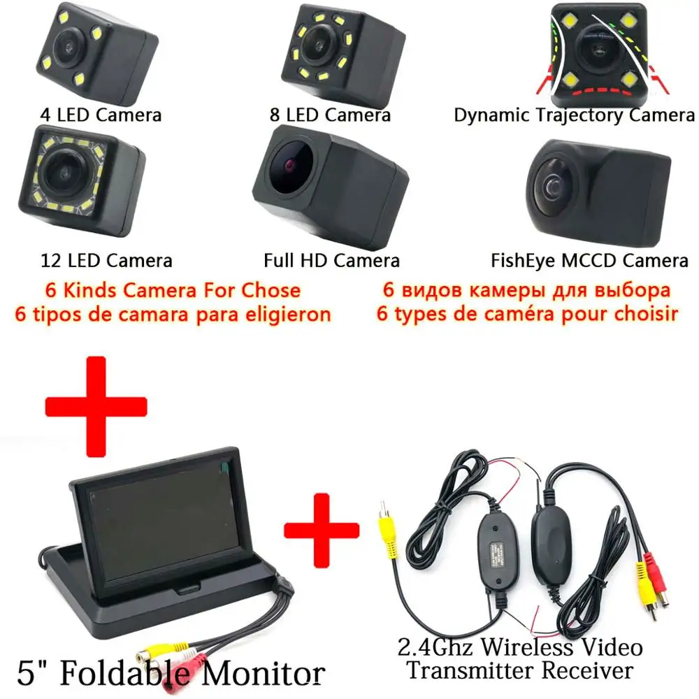 Рыбий глаз 1080P MCCD HD беспроводной парковочный монитор заднего вида камера заднего вида для Mitsubishi ASX 2011 2012 2013 RVR автомобиля - Название цвета: Cam Wireless 5 Fold