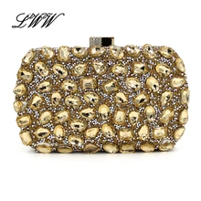 Mode Diamanten Mini Schminktäschchen Damen Abend-handtaschen Gold Kupplungen Frauen Schultertasche mit Kette für Vier Farben