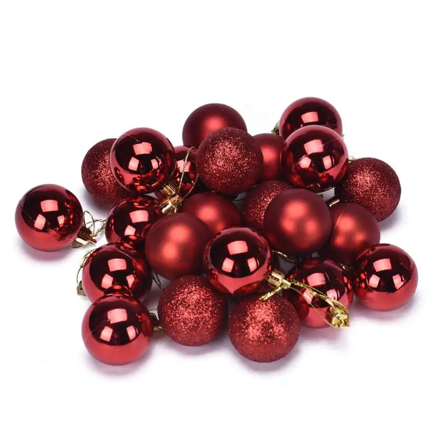

New Qualified Dropship 24Pcs/Lot Christmas 4 cm Plastic Christmas Tree Decoration Ball christmas tree decorations OC12