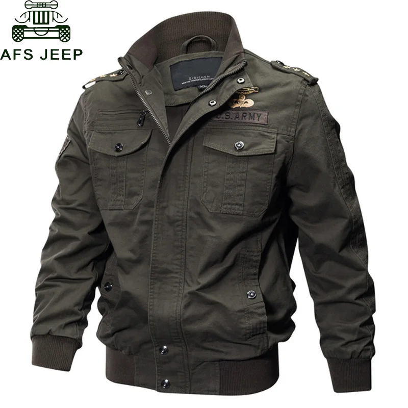 

AFS JEEP Military Jacket Men Big Size 6XL Bomber Jacket Men Autumn Winter Outwear Casual Cotton Flight Jacket Jaqueta masculina