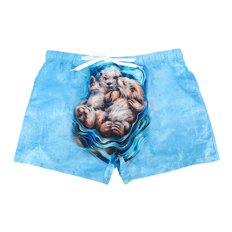 Мужская одежда для плавания пляжные шорты мужские купальники купальный костюм с карманом США флаг Акула принт - Цвет: otter
