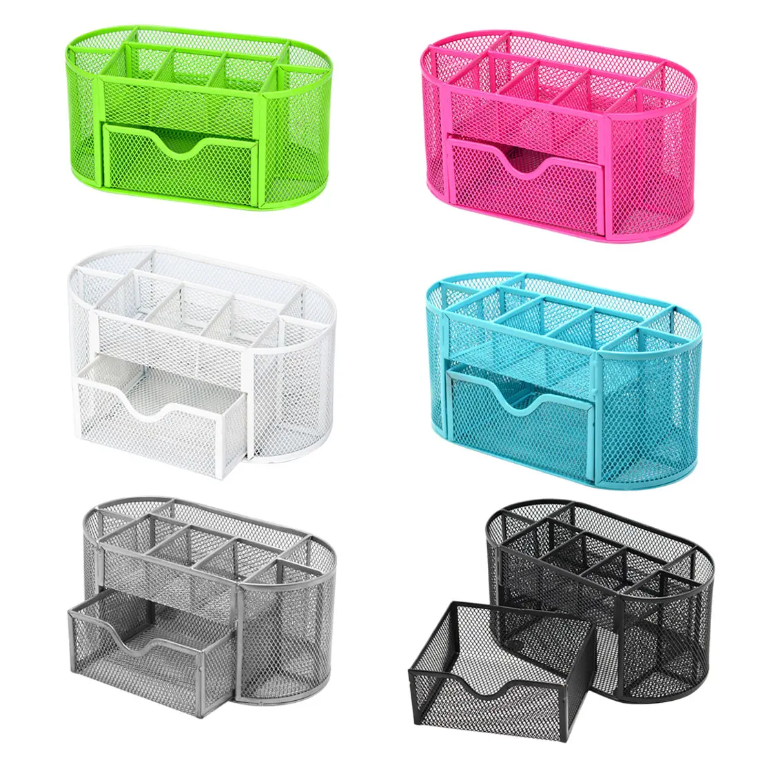  22*11*11cm Multifunction 9 cells Stationery Desk Organizer Pen Holder Metal Mesh Desktop Office Pen