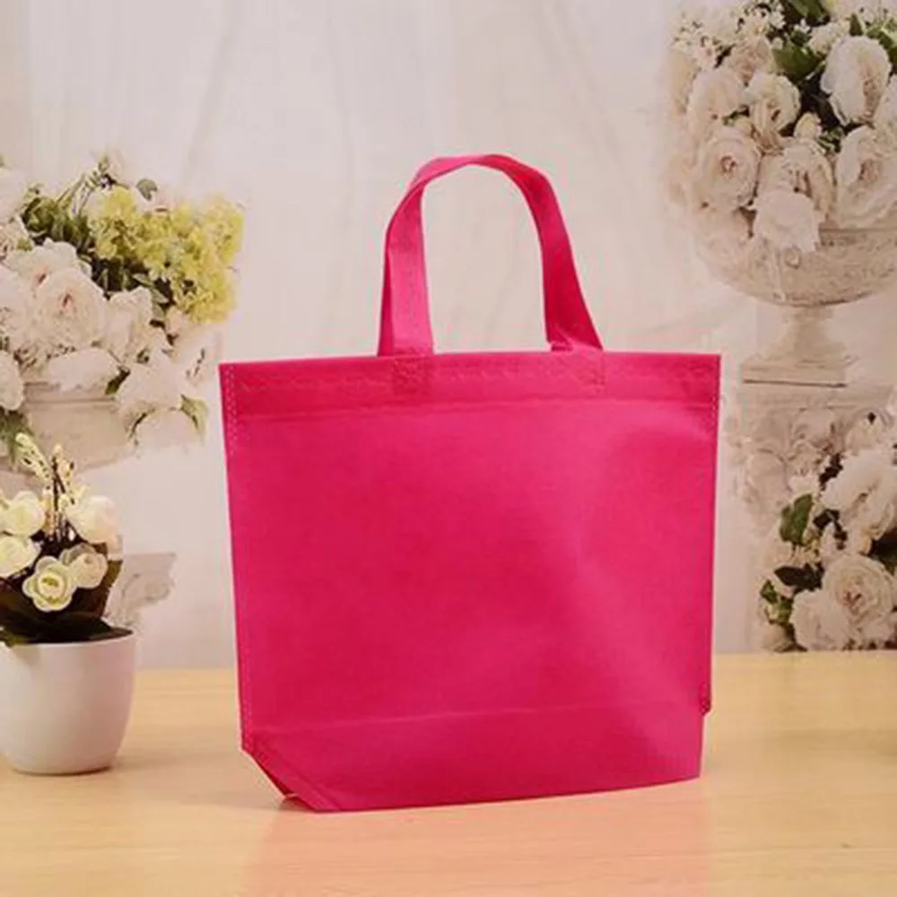 Горячая новинка, 1 шт., модная Нетканая складная сумка для покупок, многоразовая Эко сумка-тоут, сумка для хранения дома, сумка для организации - Цвет: rose red