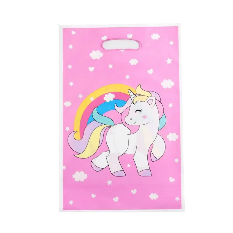10 шт пластиковый пакет для конфет Русалка/единорог тематические вечерние подарочные сумки для декора для детей Товары для дня рождения - Цвет: pink rainbow