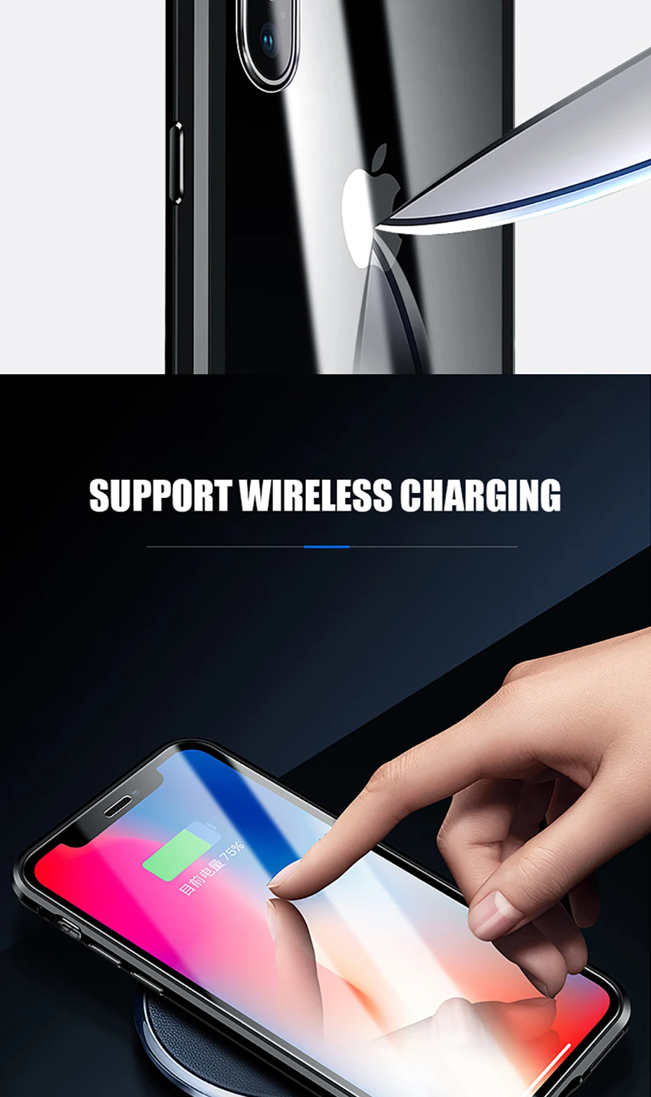 Double sided glass Magnetic case for iphone XS Max X 7 8 Plus Luxury metal 360 degree Full protection cover for iphone 7 8 Xr (8)