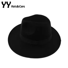 Стиль мягкая Для женщин Винтаж шляпа с широкими полями шерсть войлочная фетровая шляпа гибкий колпак Для женщин большой шапки и шарфа Для мужчин мягкая фетровая шляпа YY0730