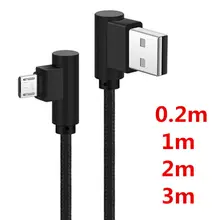 Nylon Braided right angle micro usb 2a Charging For Android micro usb angle cable 90 degree Fast charged For Samsung xiaomi