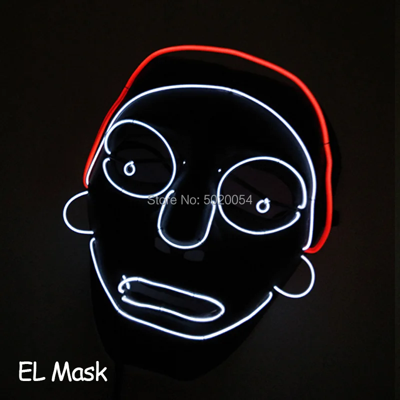 Дропшиппинг Косплей Полнолицевая светодиодная рейв маска EL Wire черная маска Пантеры маска led Хэллоуин маска для комиксов Con ночной клуб - Цвет: Design-F