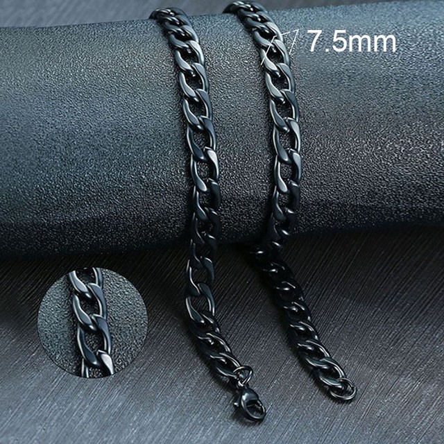 Vnox Men's Cuban Link Chain Necklace Stainless Steel Gold Black Color Male Choker colar Jewelry Gifts for Him