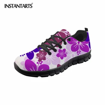 

INSTANTARTS Women Sneakers Flats Pretty Flower Print Colorful Casual Comfortable Floral Shoes Summer Lace Up Ladies Flat Shoes