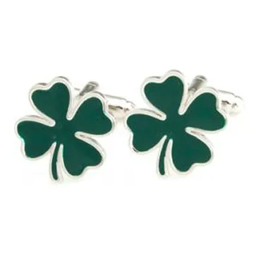 TZG10277 Green Clover Cufflink Cuff Link 15 Pairs Wholesale Free Shipping