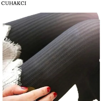 

CUHAKCI Sexy Pantyhose Striped Style Women Pantyhose Nylon Spandex New Tight Black Pantyhose Hot Sale Tights Candy Color Tights