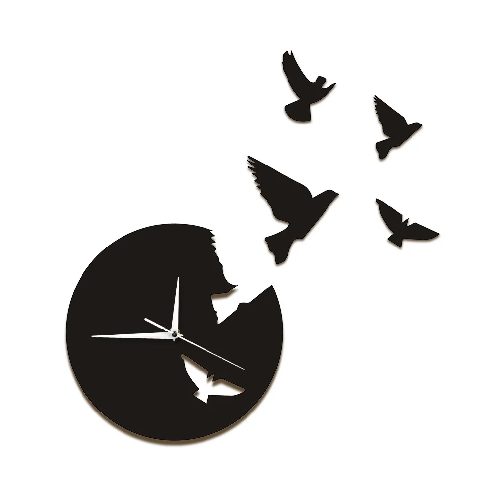 Time Flies Animals Clock Flying Birds Wall Clock Decorative Birds Wall