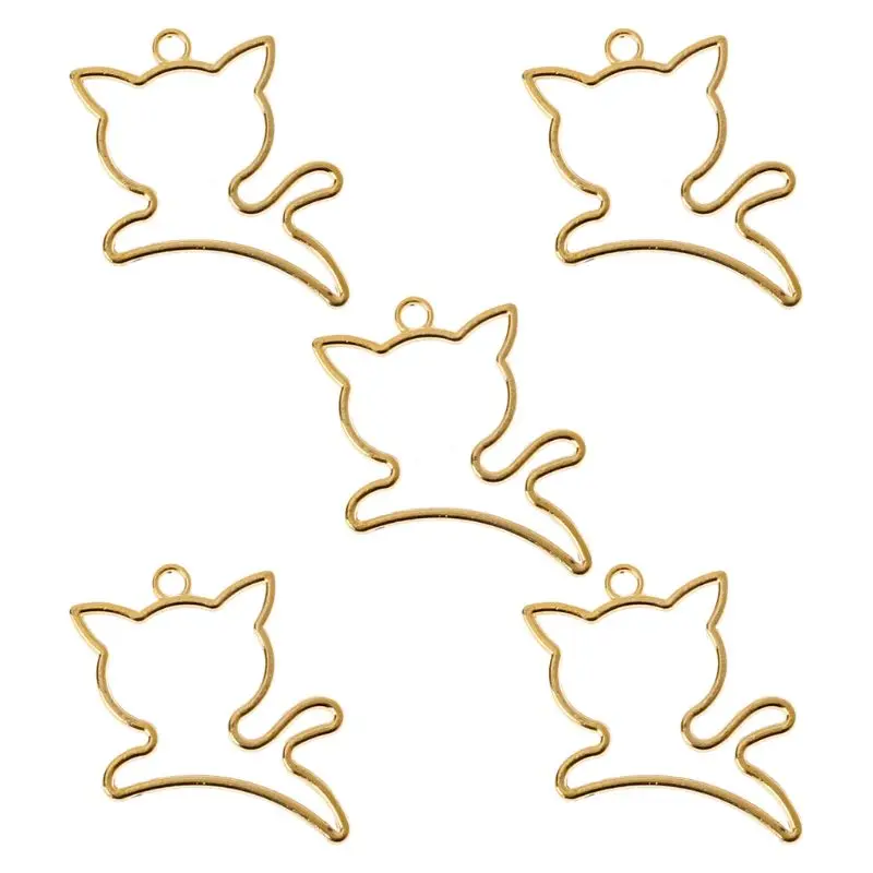 

5Pcs Cute Jump Cat Blank Resin Frame Pendant Open Bezel Setting Jewelry Making