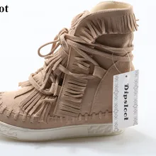 Лидер продаж года; женские модные туфли на плоской подошве с бахромой и шнуровкой; женская обувь, увеличивающая рост; женская повседневная обувь на танкетке