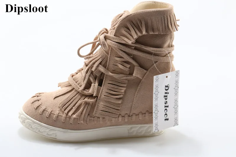 

Hot Sale 2018 Woman Fashion Tassel Decorated Lace-up Flat Shoes Woman Height Increasing Shoes For Ladies Casual Wedges Shoes
