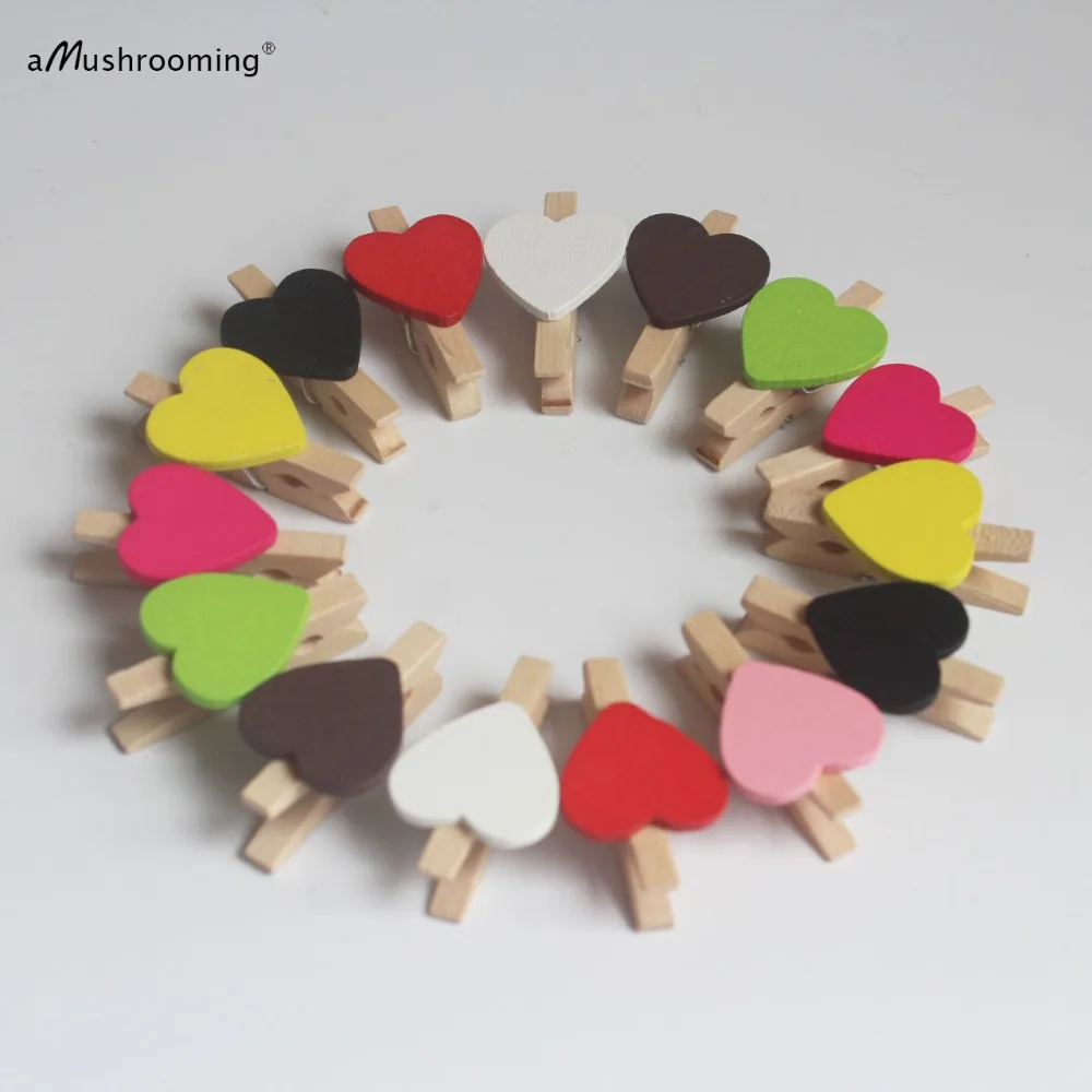 X25 Rustic Wedding Decor Mini Clothespins Vintage Party Heart