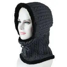 ZACOO Мужская/женская теплая шапка с капюшоном, вязаный плюшевый шарф с капюшоном, шапка san0