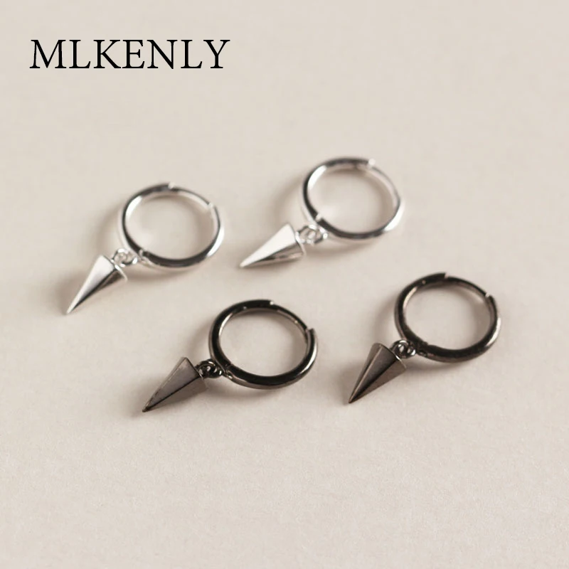 

SHANICE 100% 925 Silver Ear Clip Geometric Hexagonal Cone Female Earrings Men Women Punk Rock Ear Ring Male Earrings Trendsetter