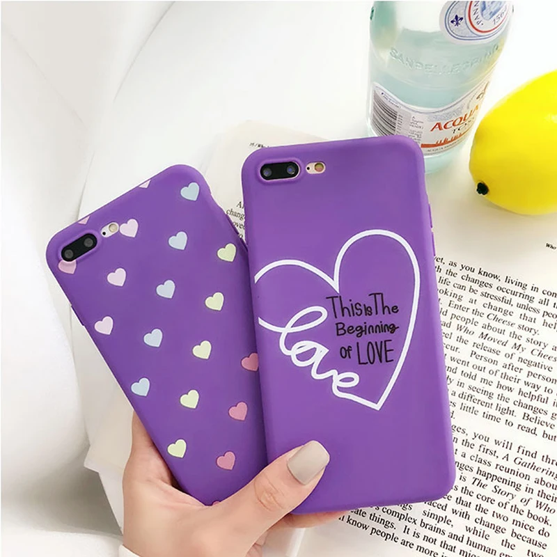 Lovebay фиолетовый чехол для телефона для Iphone XS Max XR X 7 6 6S 8 Plus Love Heart shape Lucky с принтом мягкий чехол-накладка