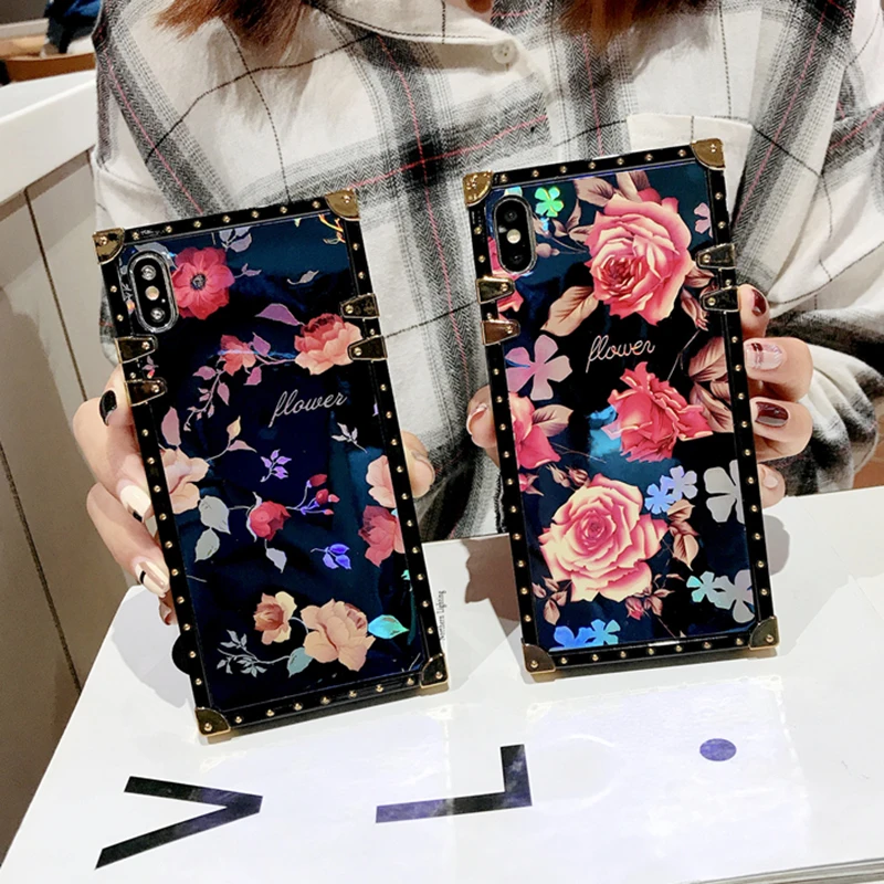 

Fashion Square Blu-Ray Rose Flowers case for Huawei Mate 20 Lite P30 P20 Pro Nova 5 Pro 5i 4 4E 3 3E 3I 2S