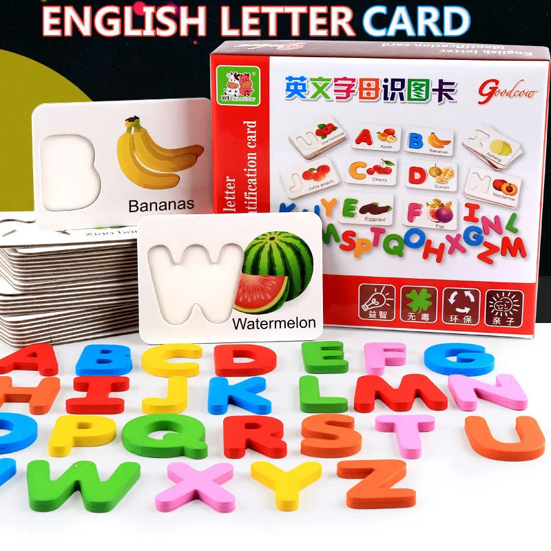 

Kid Woodden Puzzle Toy Cards Recognition Colorful Matching Words Abc Learning Educational Toy Study Card Letter Card Preschooler