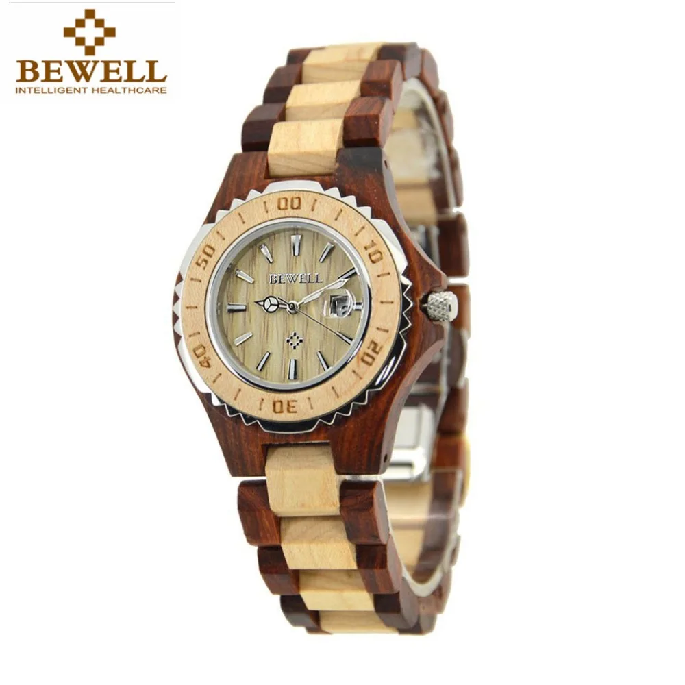 

BEWELL Analog Display Date wemen's Quartzwatch Ladies Round Dial Calendar Tops Brand Luxury couple Watch Paper Box 100BL relogio