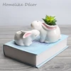 Set of 2 pieces Rabbits shaped ceramic flowerpot Mini bunny porcelain flower plant pot for Desktop Home Garden decoration ► Photo 1/6