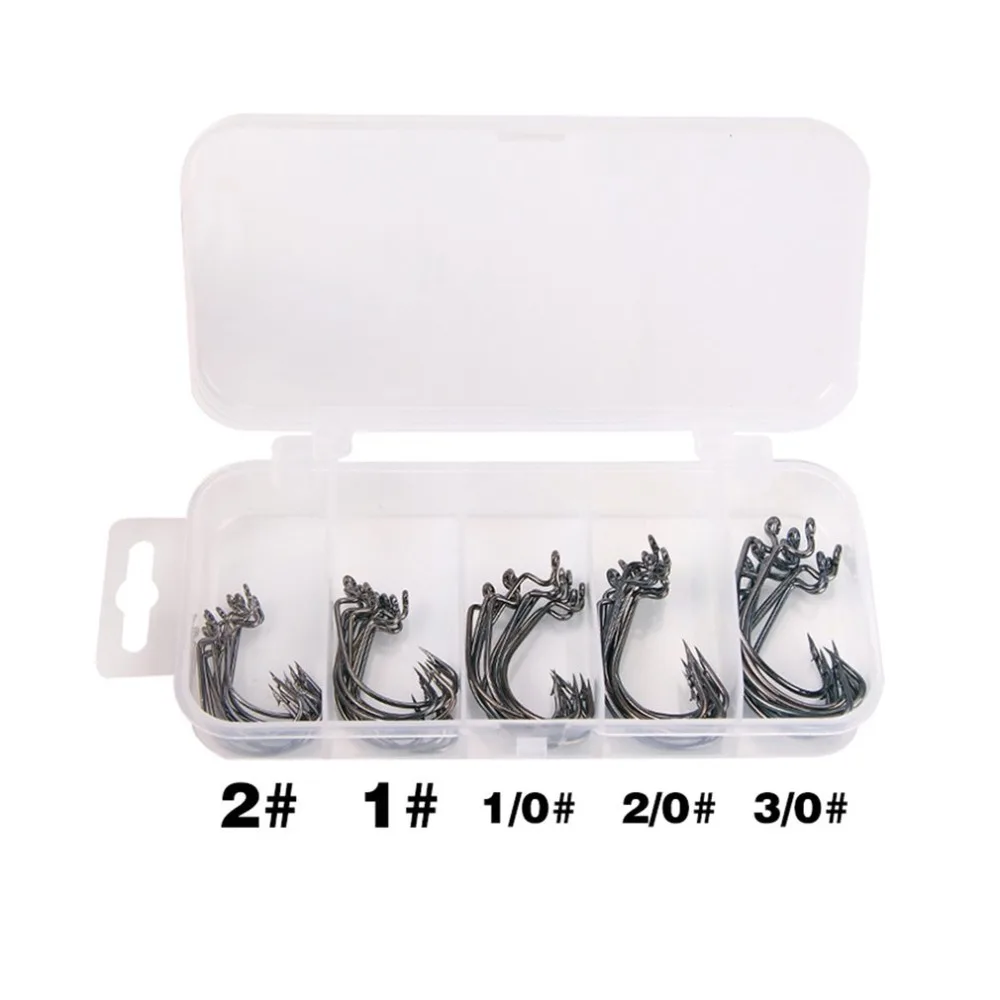51Pcs/Set High-carbon steel Crank Hooks Irregular Shape Fish Hook Outdoor Fishing Tool Accessories with Tackle Box