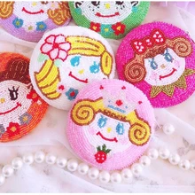 Ensso круглый мультфильм портмоне Япония Корея некрасивая кукла милый женский бисерный кошелек ручной работы вышивать держатель для карт милое качество