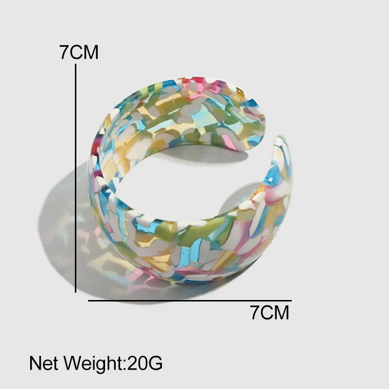 JUST FEEL Resin Acrylic Bracelet Bangle For Women Fashion Round Acetate Open Cuff Bracelets Party Wedding Bijoux Accessory