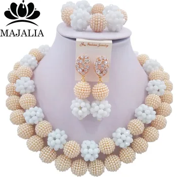 

Fashion african jewelry set Gold Champagne Plastic nigerian wedding african beads jewelry set Free shipping Majalia-433