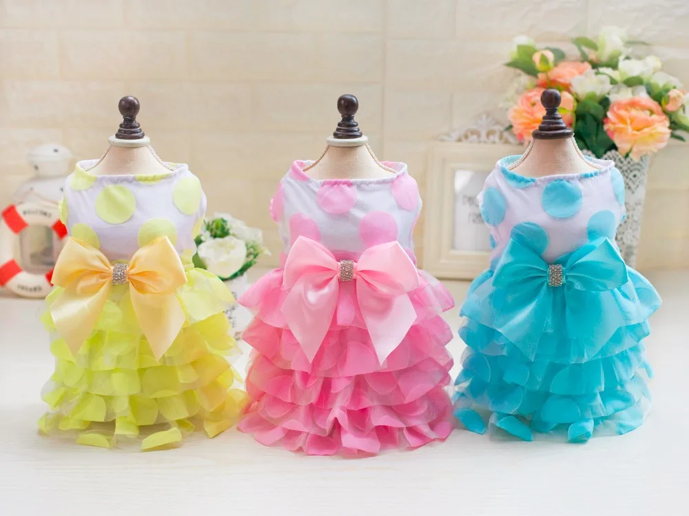 

New Coming Korea Big Dot Pet Dogs Summer Dress Small Puppy Dogs Clothing Size From XS To XL