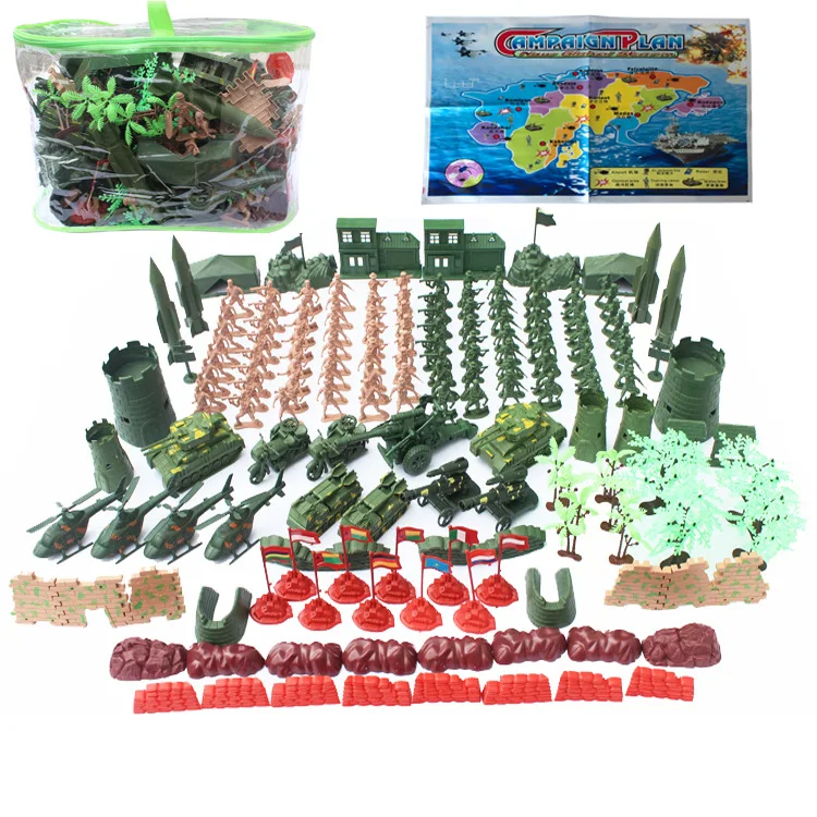 Set Military Wall Blockhouse Weapon Model Kits Toy Soldier Army Men Accessories 