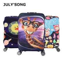 JULY'S SONG Cartoon Luggage Protective Cover For 18-32 inch Giraffe Trolley Suitcase Cover Luggage Case Travel Accessories suitcase case travel trolley suitcase protective cover for s m l xl 18 32 inch travel accessories luggage cover