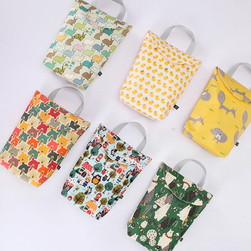 

Multi colors Reusable Snack Bag VS Sunveno Washable Portable Nappy Storage Bag Printed Waterproof Wetbag Diaper Bags