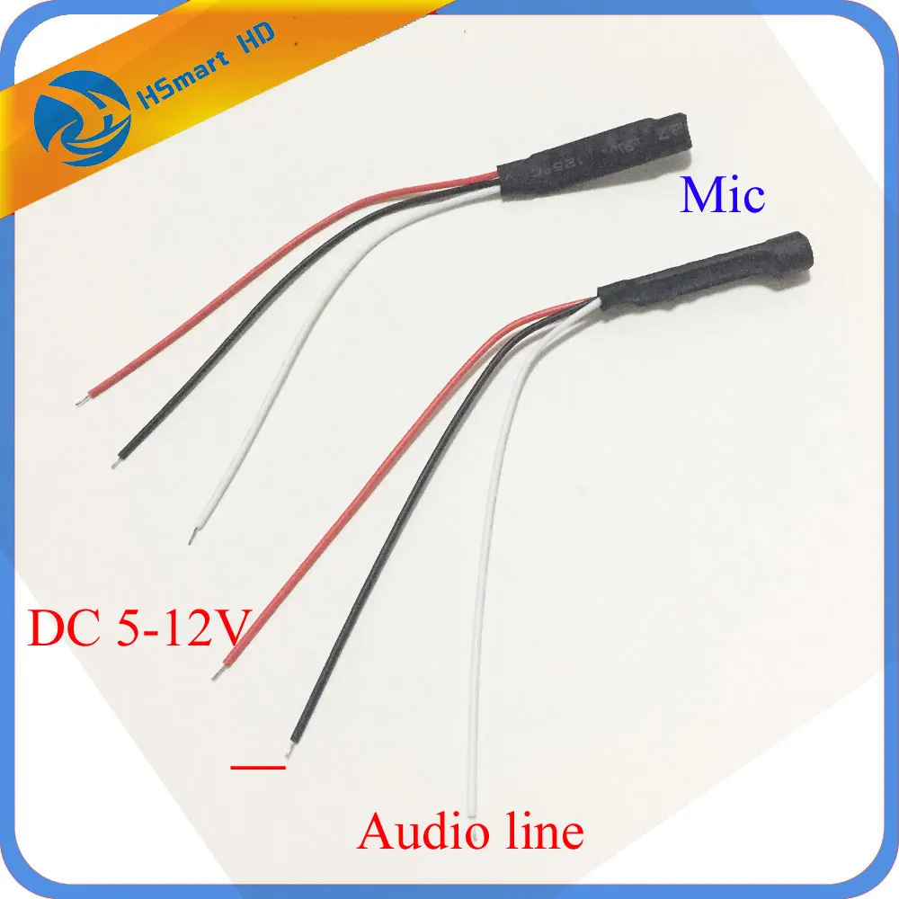  MIni CCTV Microfono Ad Alta Sensibilità Security Camera Audio Mic Cavo di Alimentazione DC Wide Ran