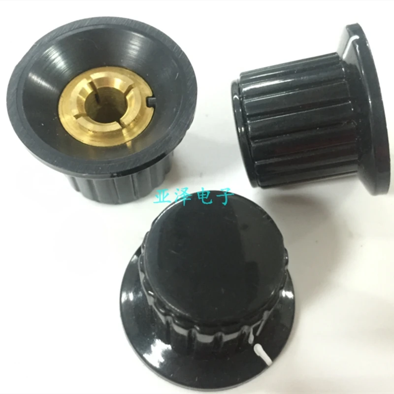 

5pcs High quality black cap lock screw potentiometer knob 18-25*19MM aperture 6MM copper core for 6MM diameter axis