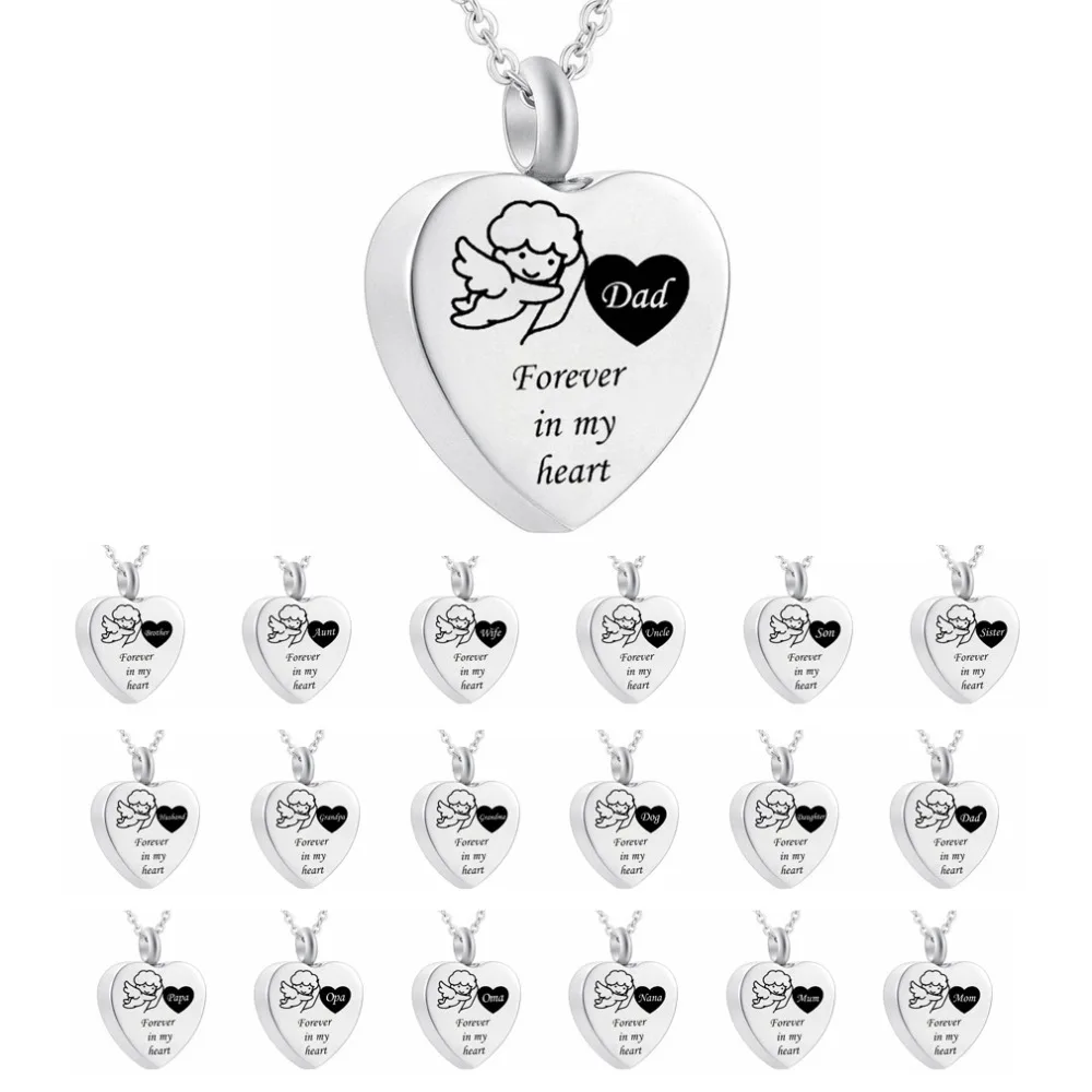 

Dad Forever in My Heart Cremation Jewelry Angel Keepsake Memorial Pendant Urn Necklace
