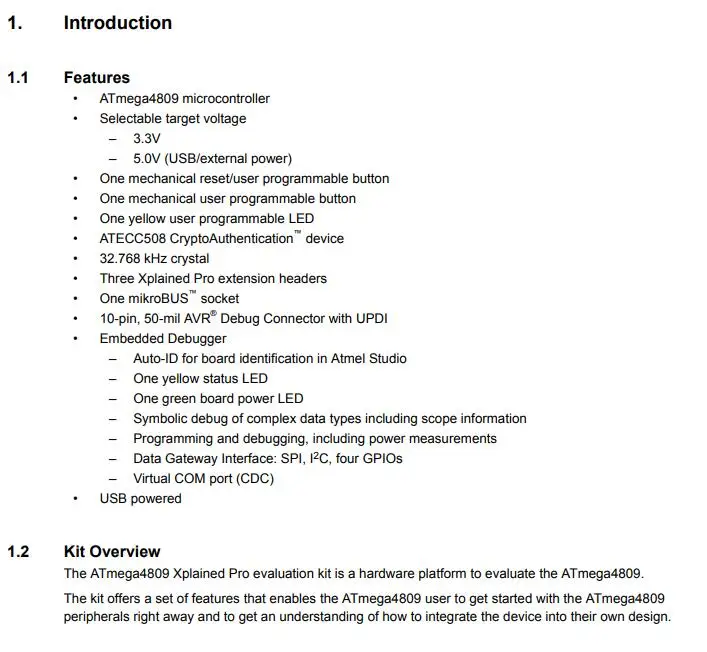 ATMEGA4809-XPRO INFO 2